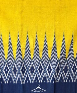 ผ้าฝ้ายย้อมคราม ลายต้นสนใหญ่ประยุคประผสมกับลายกาบ ย้อมด้วยคราธรรมชาติ